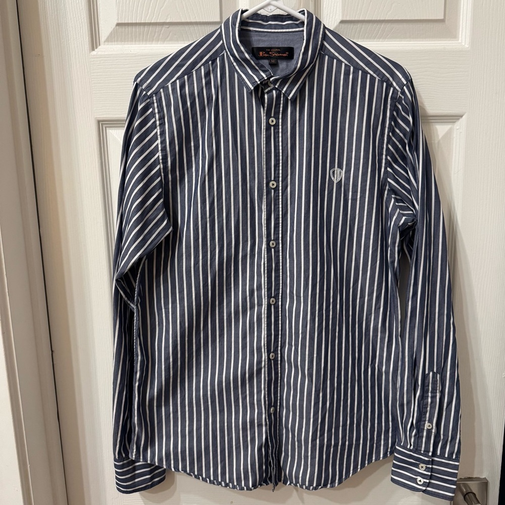 Ben Sherman Dark Blue and White Striped Shirt